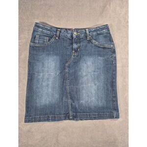 Y2K Esprite Casual Denim Skirt Womens Blue Faded Mini Western Cowgirl Country